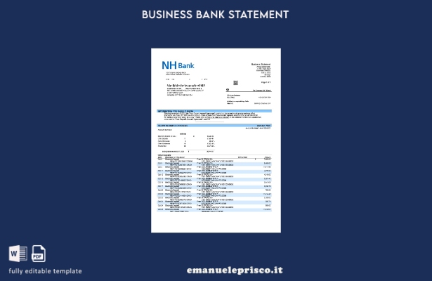 stile verificato Modello di estratto conto aziendale NH Bank in Word e PDF